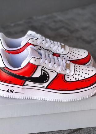 Nike air force 1 red/white 🆕шикарные кроссовки🆕купить наложенный платёж