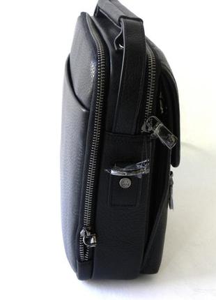 Чоловіча шкіряна сумка ht 753579/ чорна а 20х25х10 см (5010-6/c128)6 фото