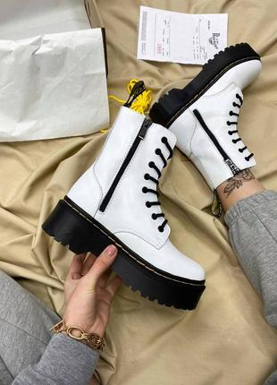 Dr.martens jadon white black🍁женские белые ботинки доктор мартинс жадон, ботинки жіночі доктор мартінс білі на платформі2 фото