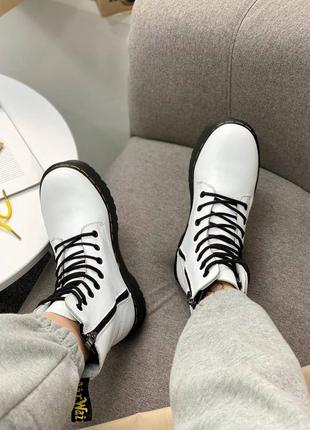 Dr.martens jadon white black🍁женские белые ботинки доктор мартинс жадон, ботинки жіночі доктор мартінс білі на платформі3 фото