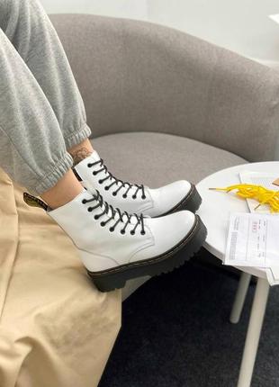 Dr.martens jadon white black🍁женские белые ботинки доктор мартинс жадон, ботинки жіночі доктор мартінс білі на платформі8 фото