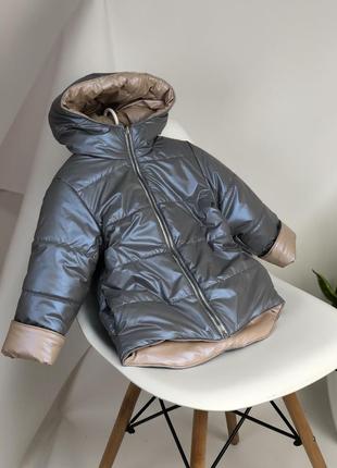 Двохстроння куртка з якісної тканини для дівчинки, куртка демісезонна3 фото