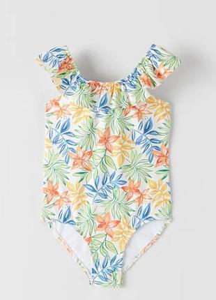 Слитный купальник с воланами для девочки бренд zara испания