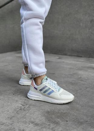 Женские кроссовки adidas zx 500 rm consortium (белые, разноцветные)2 фото