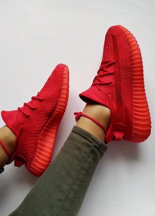 Кросівки жіночі yeezy 350 all red