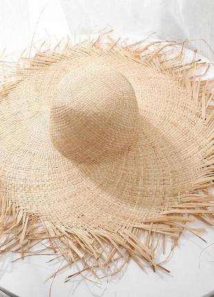 Соломенная шляпа с широкими полями и бахромой, летняя пляжная шляпа, шляпа