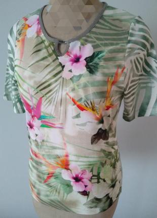 Блуза цветы лето весна яркая модная трикотаж германия футболка1 фото