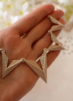 Елегантне ніжне кольє кольору пудра сріблення емаль pilgrim данія елітна біжутерія4 фото