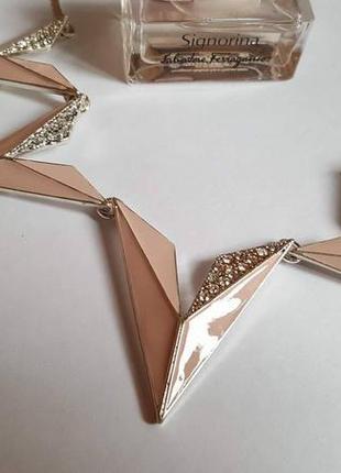 Елегантне ніжне кольє кольору пудра сріблення емаль pilgrim данія елітна біжутерія5 фото