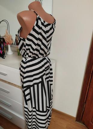 Шикарное платье сарафан в пол зебра черно белое3 фото