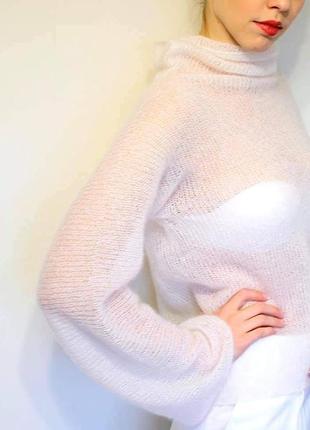 Безшовний светр з італійського кід мохеру , павутинка2 фото