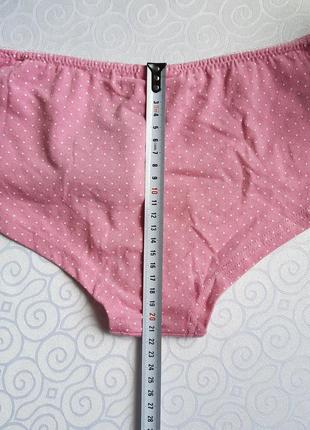 Женские трусики хлопковые размер l (46-48) цвет розовый в мелкий белый горошек8 фото