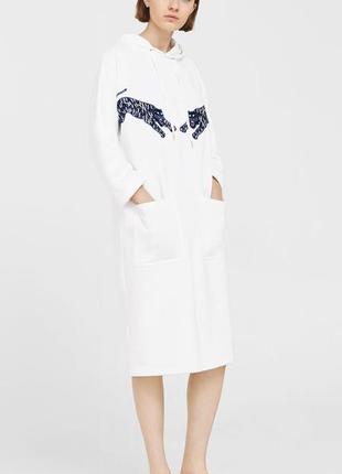 Женское белое спортивное платье с капюшоном оверсайз m-l, l-xl mango оригинал