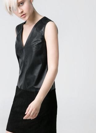 Кожаное замшевое черное женское платье s-m mango оригинал