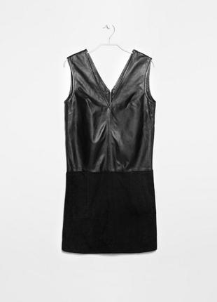 Кожаное замшевое черное женское платье s-m mango оригинал2 фото
