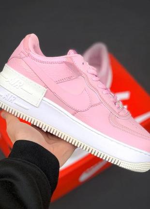 Air force 1 shadow pink/white рожеві жіночі кросівки найк форс розовые трендовые кроссовки