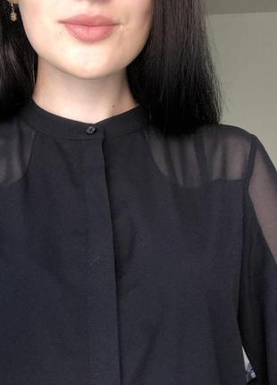 Блузка рубашка с прозрачными плечами3 фото