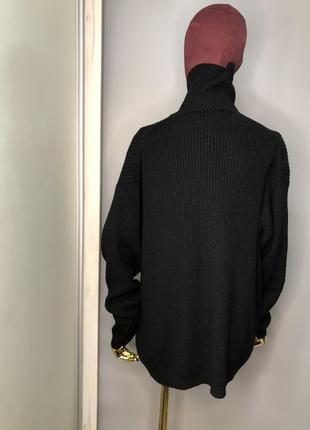 Винтажный чёрный шерстяной свитер оверсайз гольф рубчик дизайнерский dior9 фото