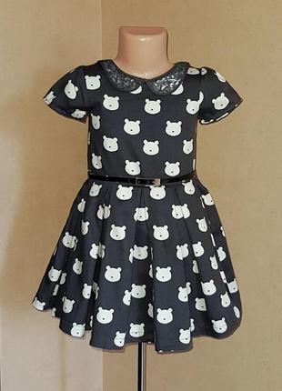 Классика, платье нарядное на 4-5 лет в мишках2 фото