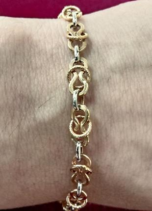 Золотой декоративный женский браслет комбинированный3 фото