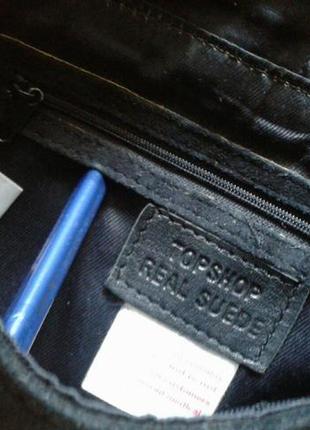 Черная натуральная замшевая сумка - клатч topshop с длинной ручкой6 фото