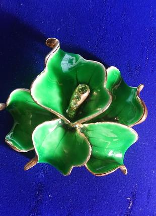 Велика брошка квітка з емалями і кристалами сваровські