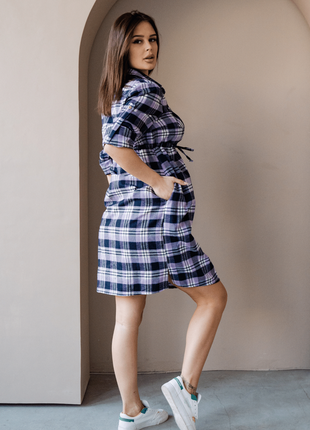 Сукня для вагітних, майбутніх мам лавандова в клітинку (платье для беременных, будущих мам)3 фото