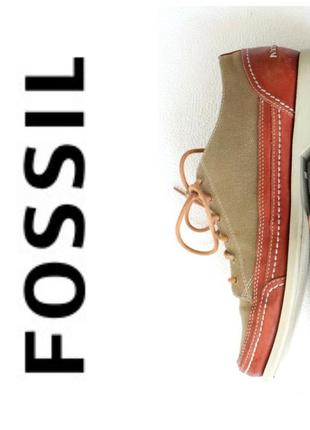 Топсайдеры  из парусины и кожи  fossil.