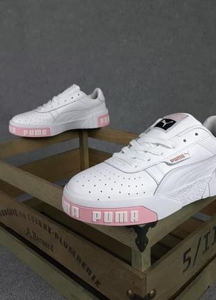 Женские кроссовки puma cali белые с розовым3 фото