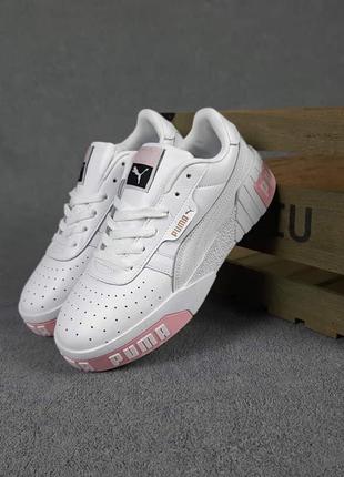 Женские кроссовки puma cali белые с розовым1 фото