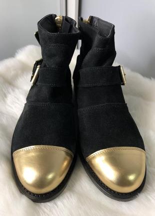 Balmain x h&m коллаборация дизайнерские оригинальные ботинки кожаные замша золото пряжки9 фото