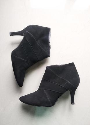 Замшевые ботильоны, полуботинки, китен хил небольшой каблук р.35/36