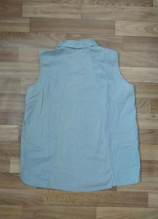 Дизайнерская бежевая рубашка без рукавов блуза без рукавов из хлопка от ania schierholt5 фото