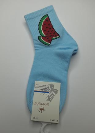 Шкарпетки підліткові середньої висоти з принтом фрукти преміум якість