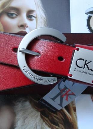 Женский ремень calvin klein red красный на подарок3 фото