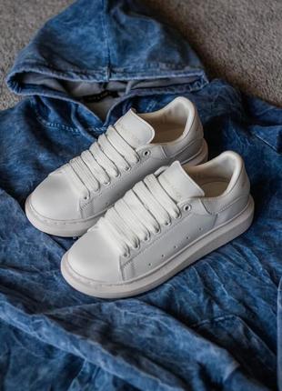 Кожаные кроссовки alexander mcqueen white premium женские (36-40)