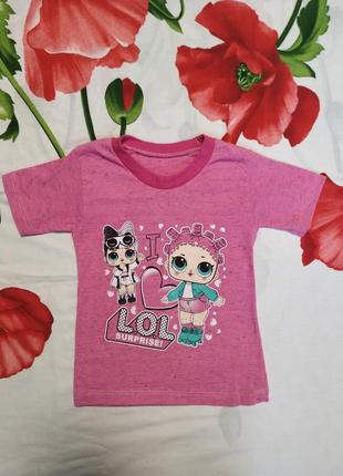 Розовая футболка с лол для девочки 3-4 года1 фото