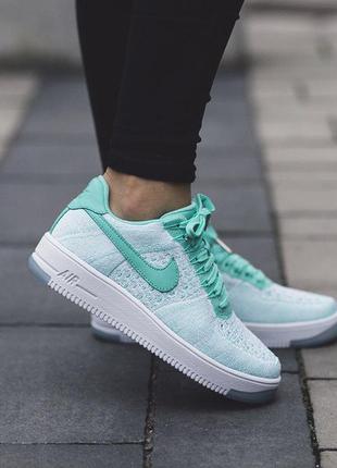 Кроссовки nike wmns air force 1 flyknit low "hyper turquoise"