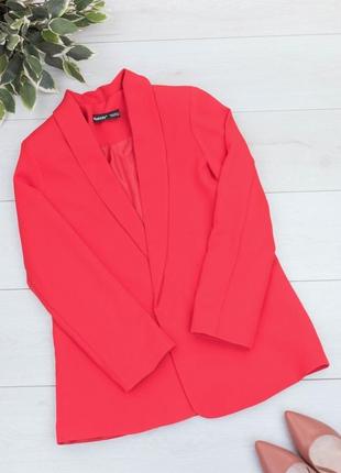 Стильный красный удлиненный пиджак жакет модный красивый3 фото
