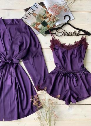 Нереально красивый шёлковый комплект, халат пижама,