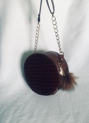 Сумка сумочка круглая коричневая1 фото