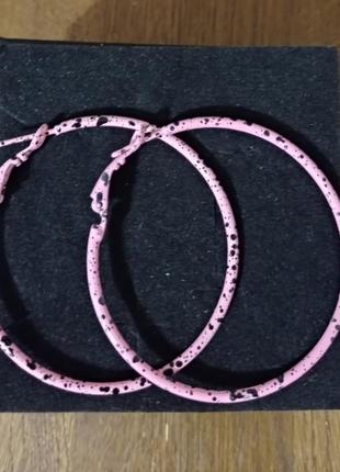 Серьги кольца, цвет розовый с черным