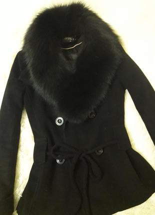 Укороченное пальто,натуральный мех