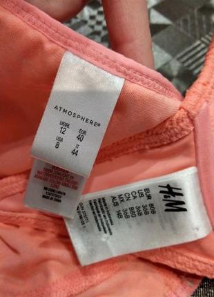 Коралловый ажурный раздельный купальник с воланами пуш ап h&m 80b uk129 фото