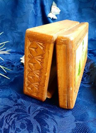 Шкатулка ссср резьба по дереву артель победа вятка художественная роспись советская винтаж