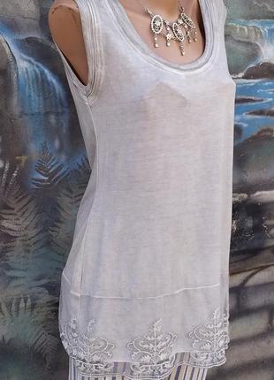 Майка блуза бохо мереживо бохо виварка трикотажна комбінована