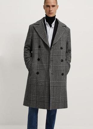 Пальто zara в клітку з лацканами
