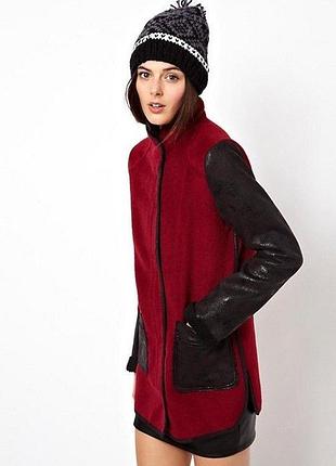 Фактурна контрастна дублянка авіатор колор блок марсала asos color block.
