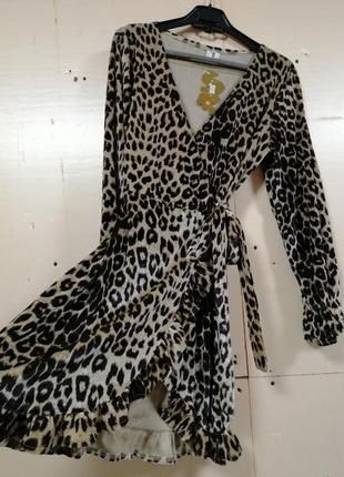 ⛔ платье  леопард велюр2 фото