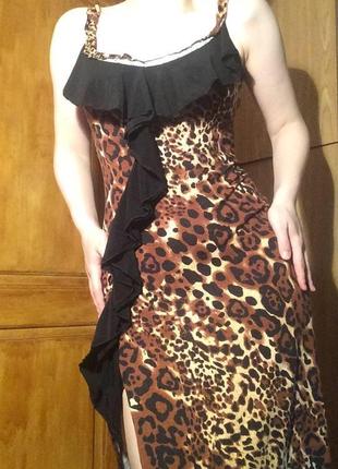 Платье леопард,сукня,с вырезом,разрезом3 фото